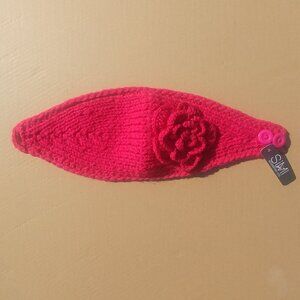 4/$20 NEW WITH TAGS fuchsia pink warm thick knit headband with rosette flower …